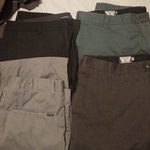 3 pairs of mens Volcom shorts and 1 pair of Oneill